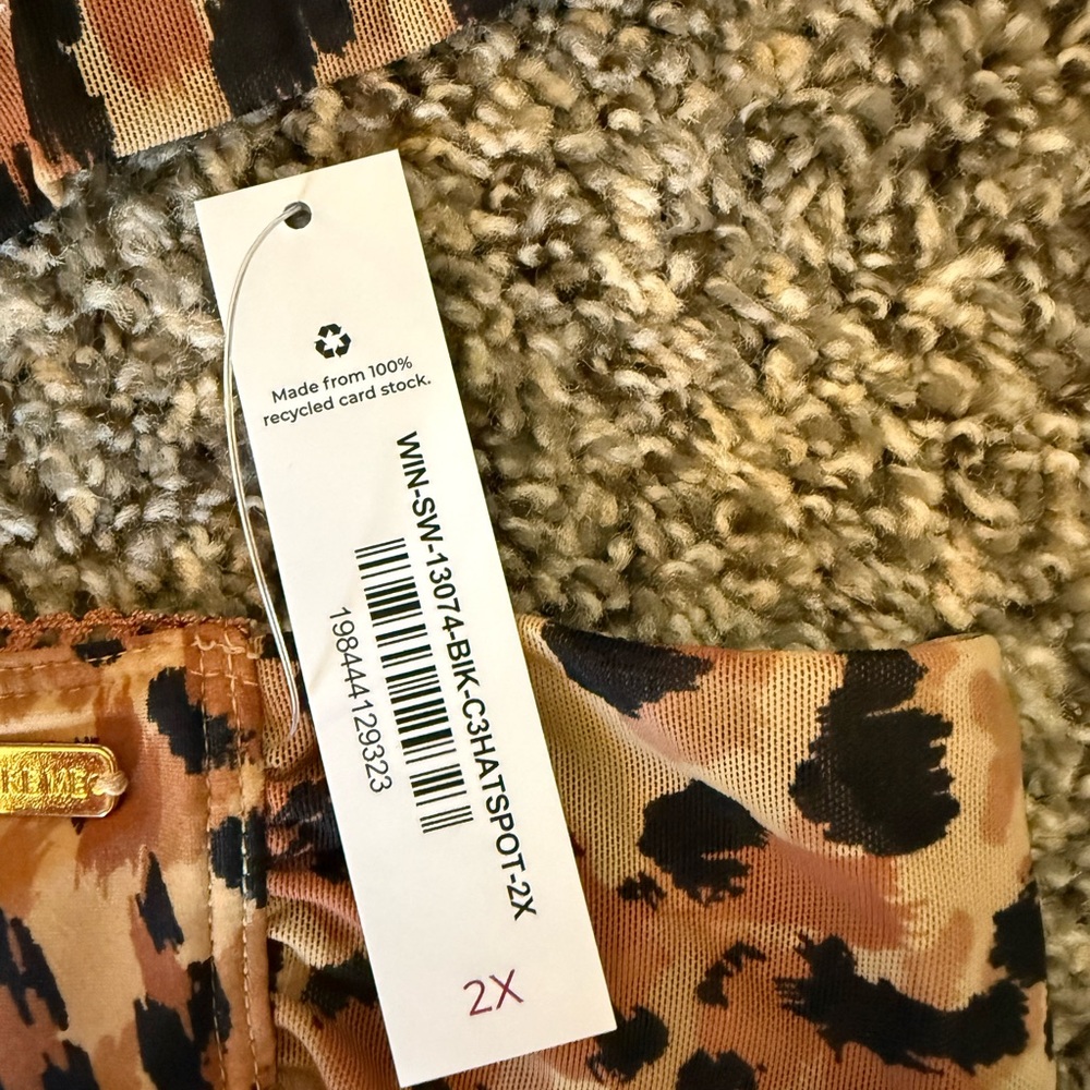 Adore Me Leopard Print Bandeau Bikini Top - Tan/Black/Brown - Picture 3 of 3